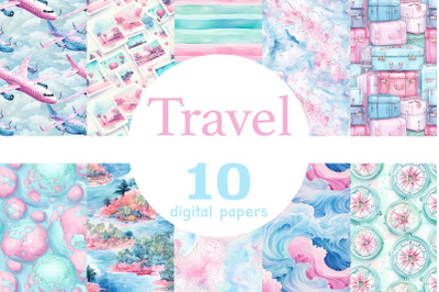 Travel Digital Papers | Vacation Seamless Pattern Set