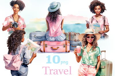 Travel Black Girl Clipart | Summer Girl Clipart