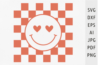 Heart smiley face svg Checkered smiley svg