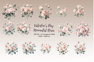 Valentine Minimalist Roses Clipart