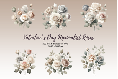 Valentine Minimalist Roses Clipart