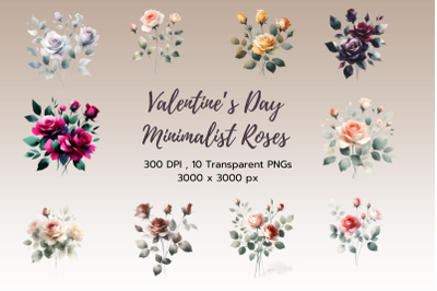 Valentine Minimalist Roses Clipart