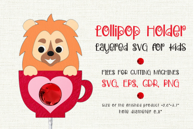 Lion in a Cup | Lollipop Holder | Valentine Paper Craft Template