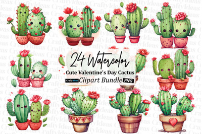 Cute Valentine&#039;s Day Cactus Clipart