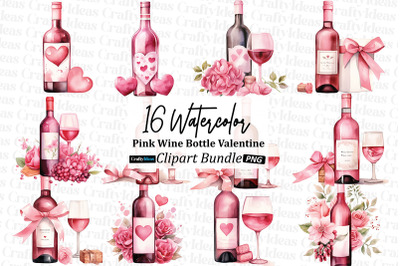 Pink Wine Bottle Valentine ClipArt