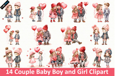 Couple Baby Boy and Girl Clipart Bundle