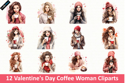 Valentine&#039;s Day Coffee Woman Cliparts