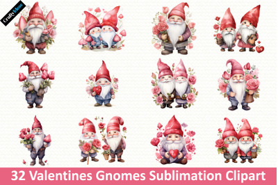 Valentines Gnomes Sublimation Clipart