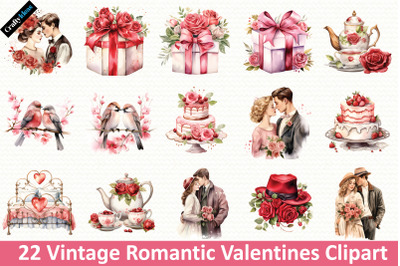 Vintage Romantic Valentines Clipart