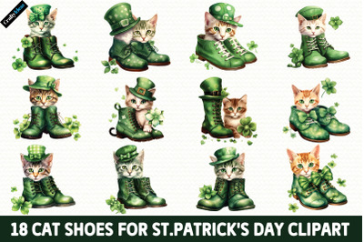 Cat Shoes for St.Patrick&#039;s Day Clipart