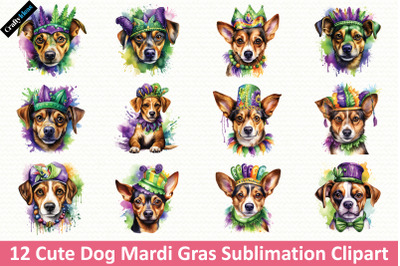 Cute Dog Mardi Gras Sublimation Clipart