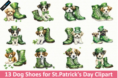 Dog Shoes for St.Patrick&#039;s Day Clipart