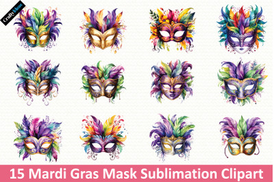 Mardi Gras Mask Sublimation Clipart