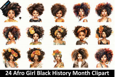 Afro Girl Black History Month Clipart vol 1
