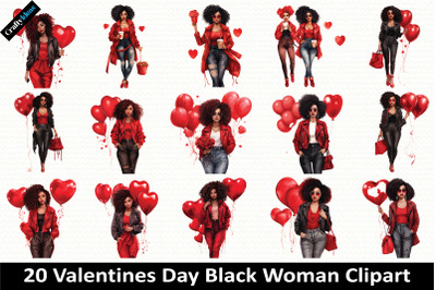 Valentines Day Black Woman Clipart