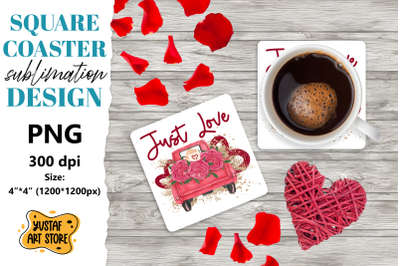 Valentine coaster sublimation.Valentine truck square coaster