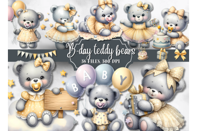 Birthday teddy bears clipart