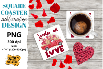 Valentine coaster sublimation.Valentine truck square coaster