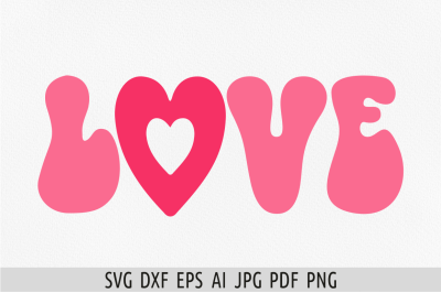 Love with heart svg Love sign svg Retro love svg Boho love