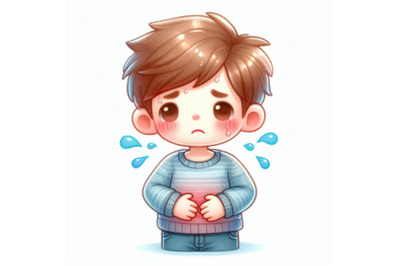 Cute Boy having stomach ache