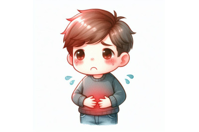 Cute Boy having stomach ache