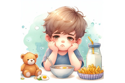 Cute Child eating boring food