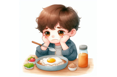 Cute Child eating boring food