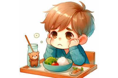 Cute Child eating boring food