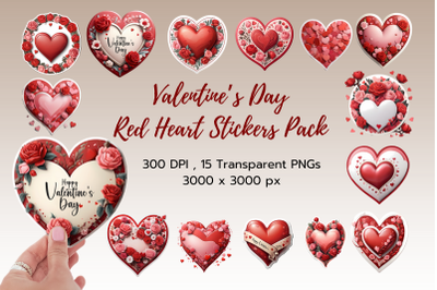 Valentine&#039;s Day Red Heart Sticker Pack