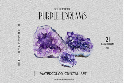 Purple Dreams Watercolor Geode Set