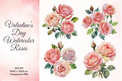 Valentine&#039;s Blush Pink Watercolor Roses