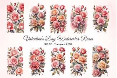 Valentine&#039;s Blush Pink Watercolor Roses