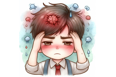 Boy have headache pain