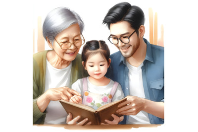 Family Reading a Book