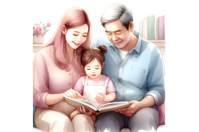 Family Reading a Book