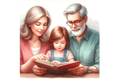 Family Reading a Book