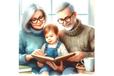 Family Reading a Book