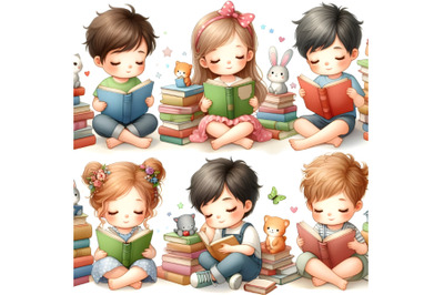 Kids Reading Books And Enjoying Literature