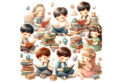 Kids Reading Books And Enjoying Literature