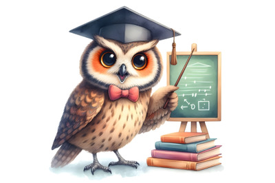 Owl teacher with pointer