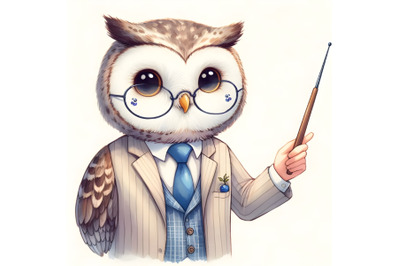 Owl teacher with pointer