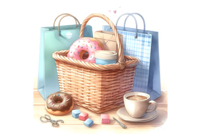 Shopping basket and bags