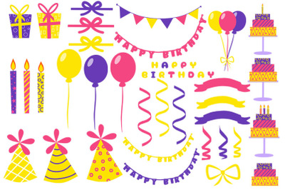 Happy Birthday Clipart, Holiday AI/EPS/DXF/SVG/PNG/JPEG