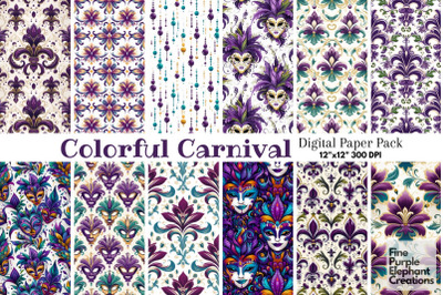 Mardi Gras Digital Paper | Masquerade Fleur de Lis