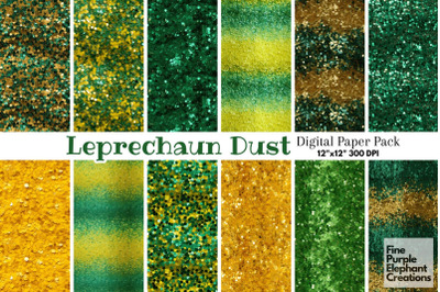 Chunky St. Patrick&#039;s Day Glitter Digital Paper | Glam Sparkle Fine Seq