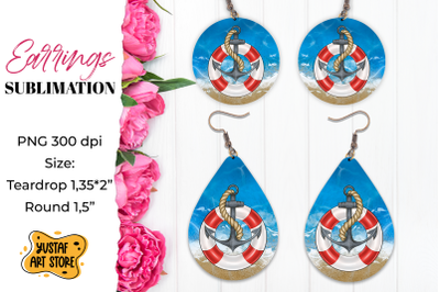 Cruise Earrings Sublimation. Teardrop and Round earrings