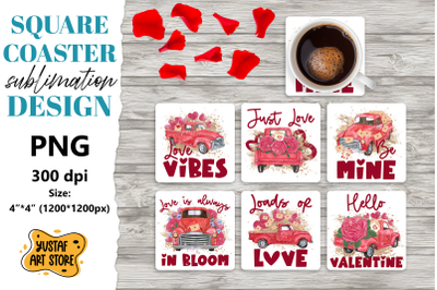 Valentine coaster sublimation.Valentine truck square coaster