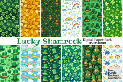 St. Patrick&#039;s Day Digital Paper | Irish Leprechaun Shamrock