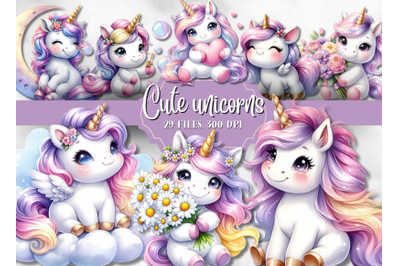 Unicorns clipart&2C; cute unicorns png