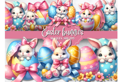 Easter bunnies png, Easter clipart
